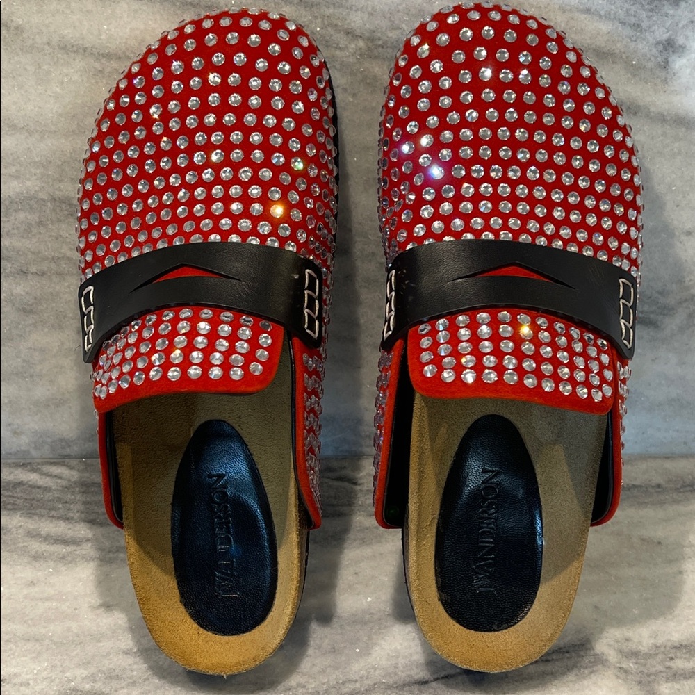 JW Anderson Suedekid Red Crystal Loafers size 38 - Picture 11 of 12